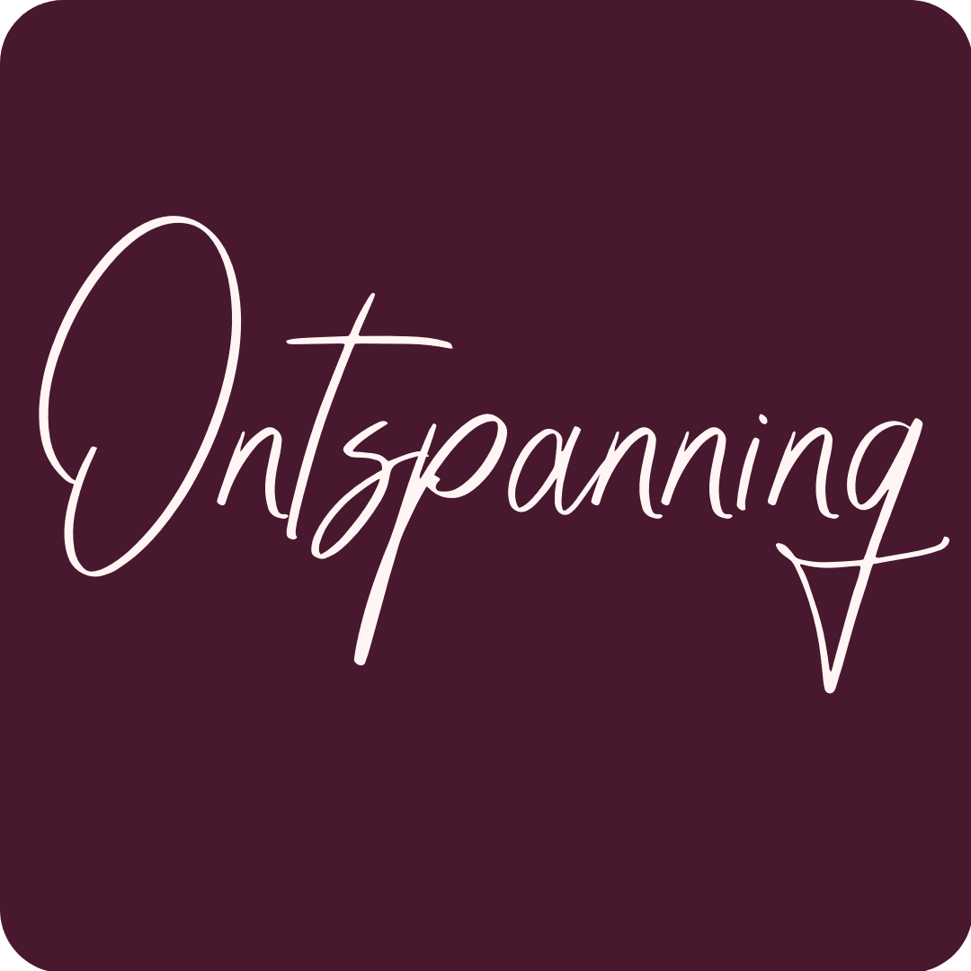Merkafbeelding van Beauty & Browbar met het woord Ontspanning in sierschrift op een aubergine vlak.